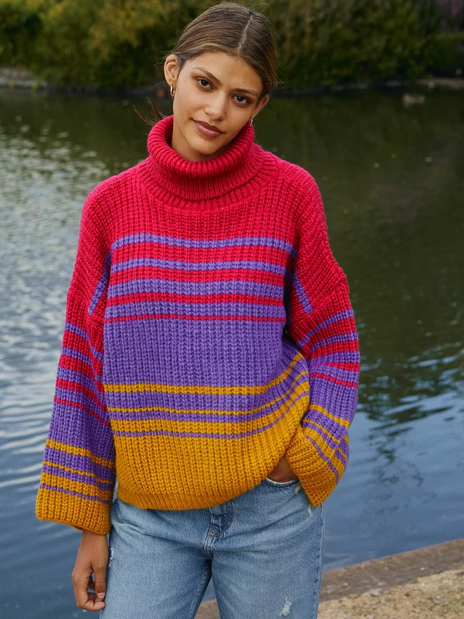 Rainbow Stripe Knit Jumper uk madeStripe Knit Jumper