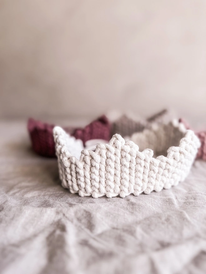 white crochet crown