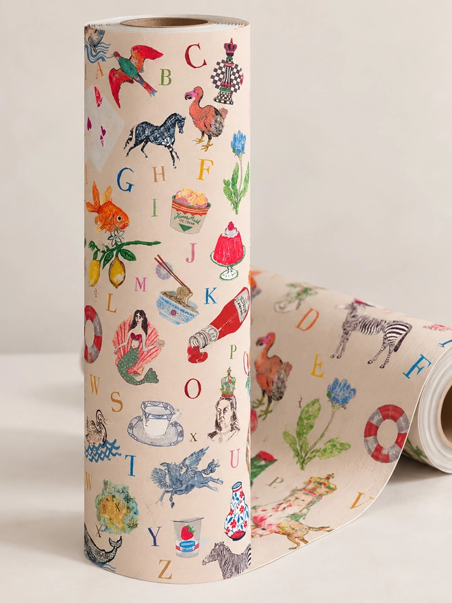 alphabet wallpaper on a roll