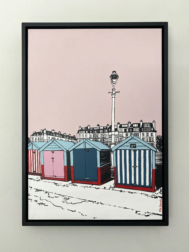 Original painting Hove beach huts