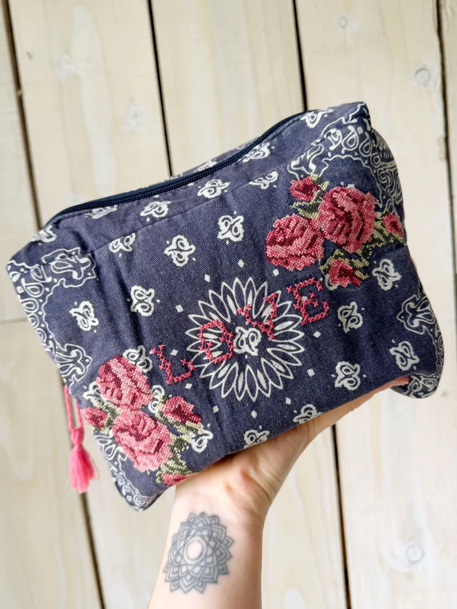  'Love' Bandana Cosmetic Bag
