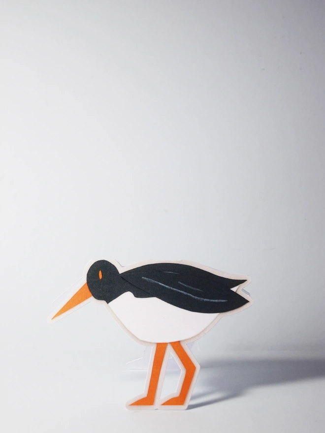 A cut out card of a oystercatcher