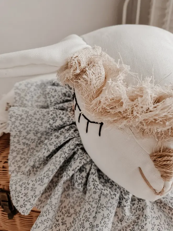 Sheep Head Wall Mount, a hanging sheep head decoration sitting against a plain wall in child's bedroom. 