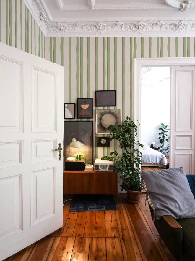 Somerset Stripes ~ Greens in living room