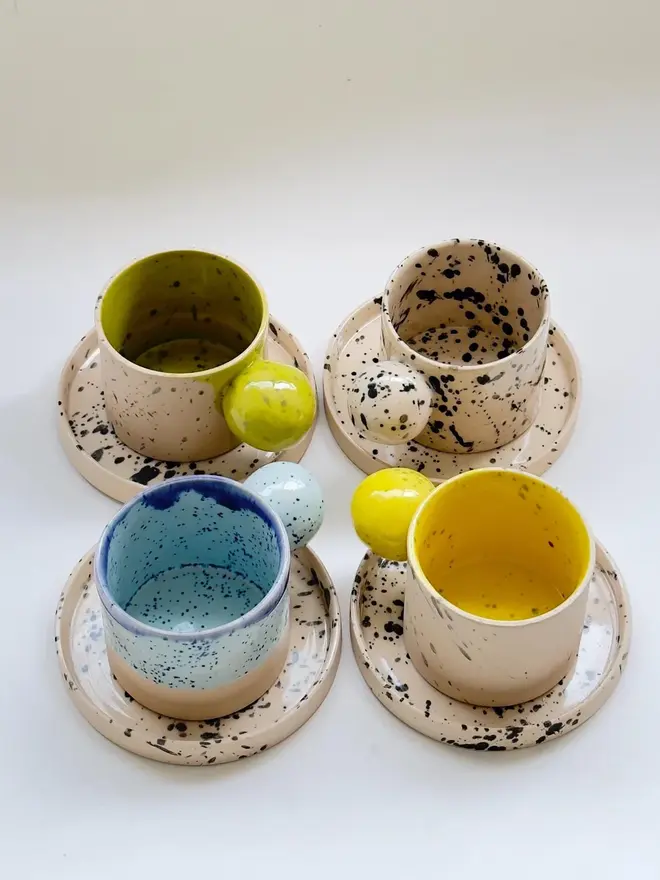 Espresso Coffee Cups With Ball Handles (Set Of 4)