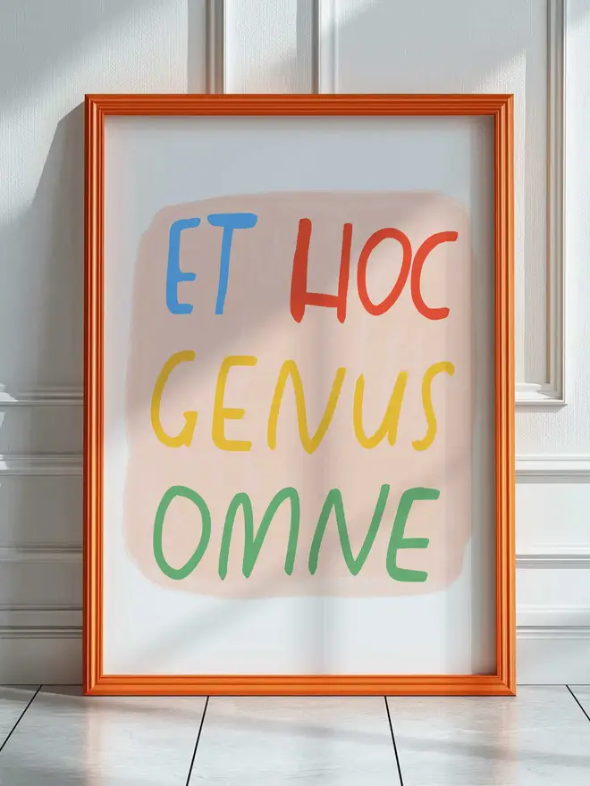 Colourful print in frame Et Hoc Genus Omne - meaning and all that sort of thing...