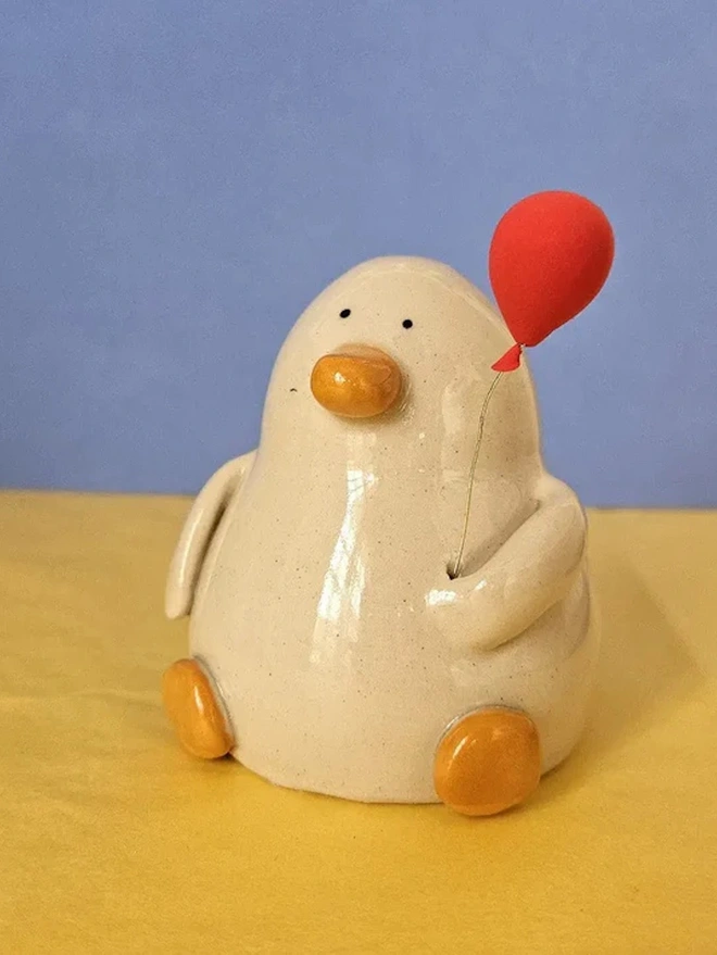 Trent at the Event Balloon Duck Ceramic Sculpture