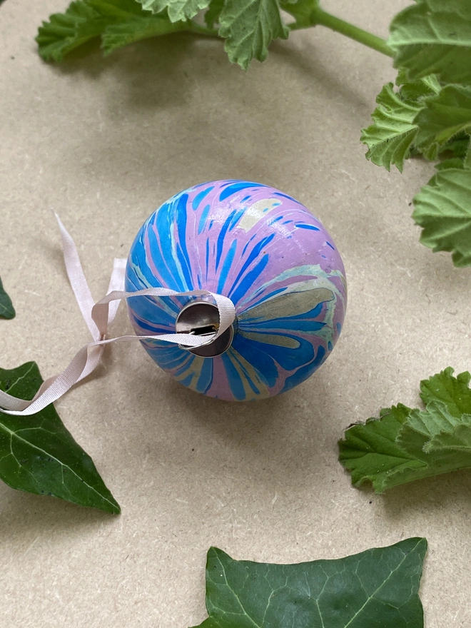 Hand-marbled ceramic bauble