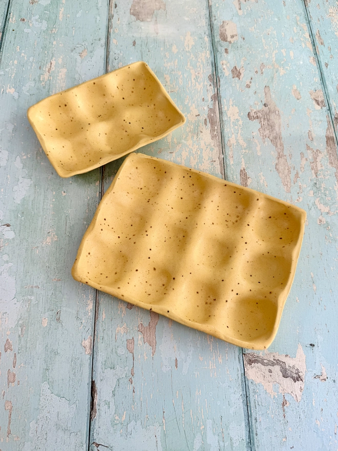 Yellow speckled egg tray kitchen storage