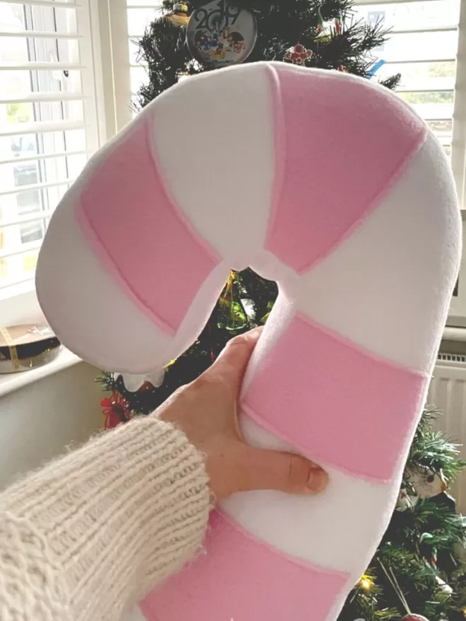 Pink and White Candy Cane Cushion
