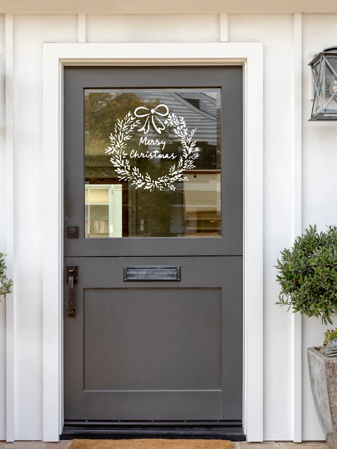 personalised hand drawn wreath window sticker
