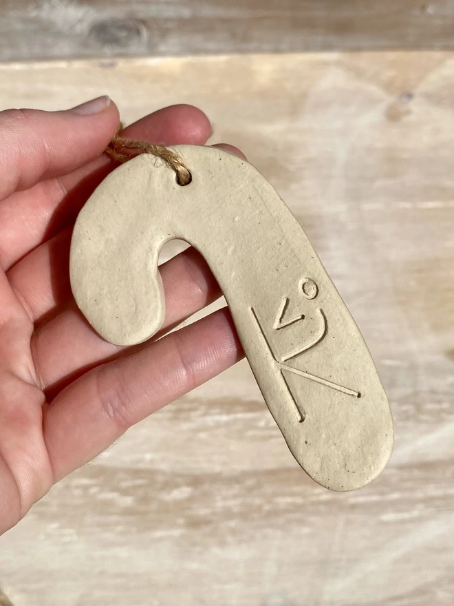 ceramic candy cane hanging decoration back