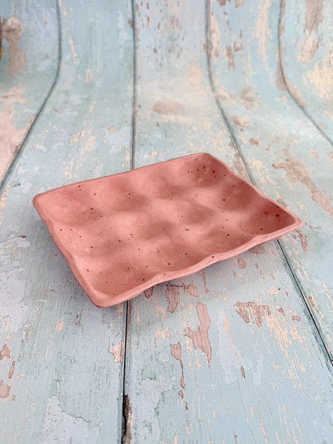 Pink speckled egg tray kitchen storage