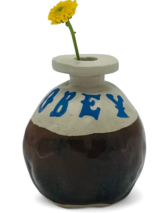Blue Obey Mini Ceramic Vase