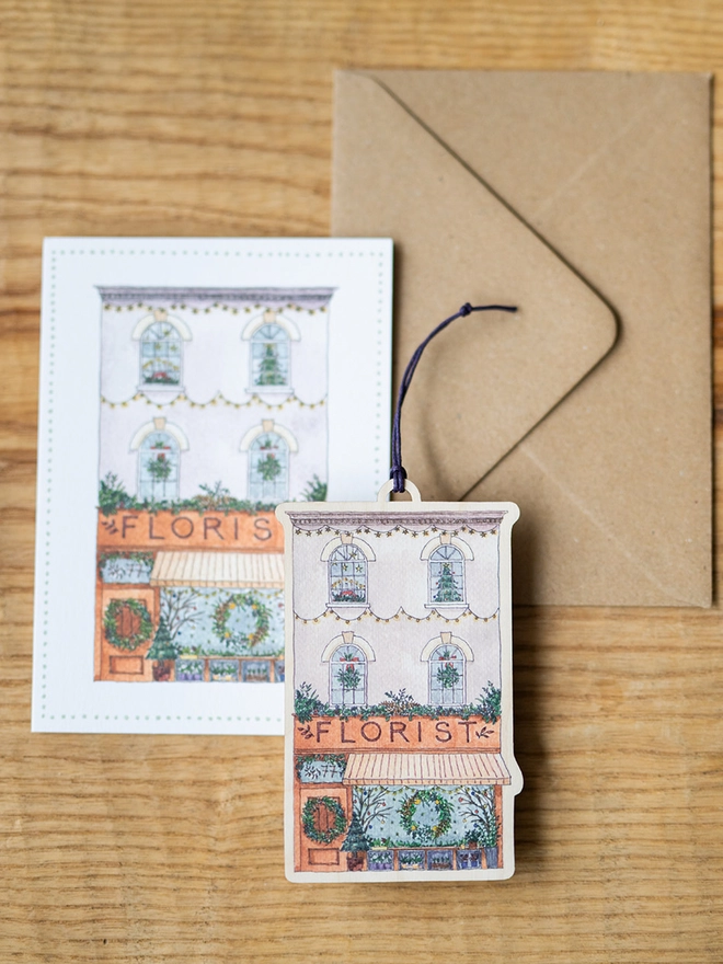 florist decoration and card