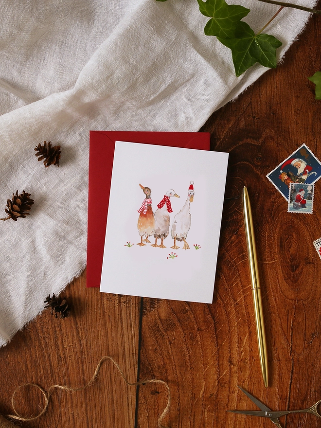 Christmas Ducks Mini Christmas Card