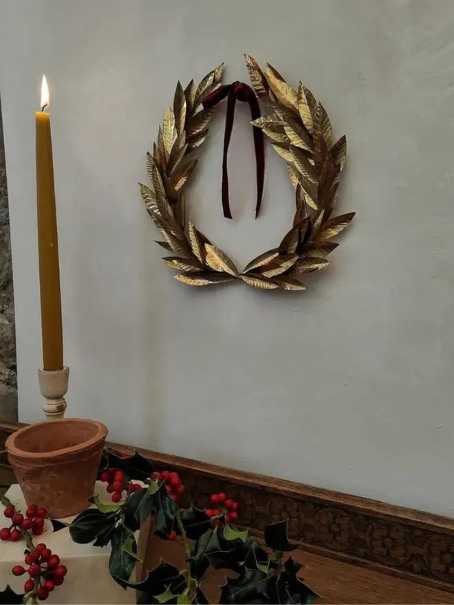 Large Brass Laurel Wreath