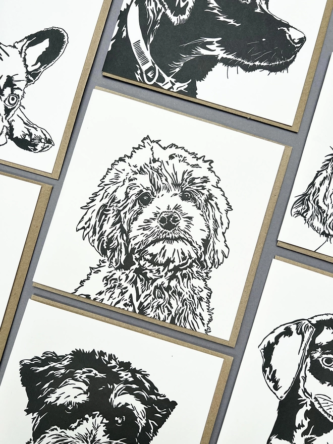 Image of a Cockapoo puppy card amongst his friends