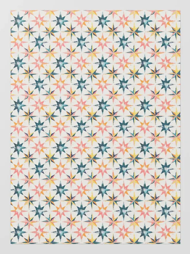 Star Block Print Wrapping Paper 