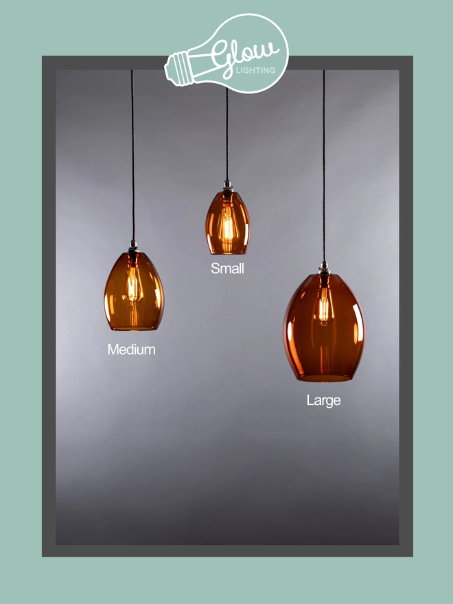 Bertie Small, Medium and Large Amber Pendant Lights