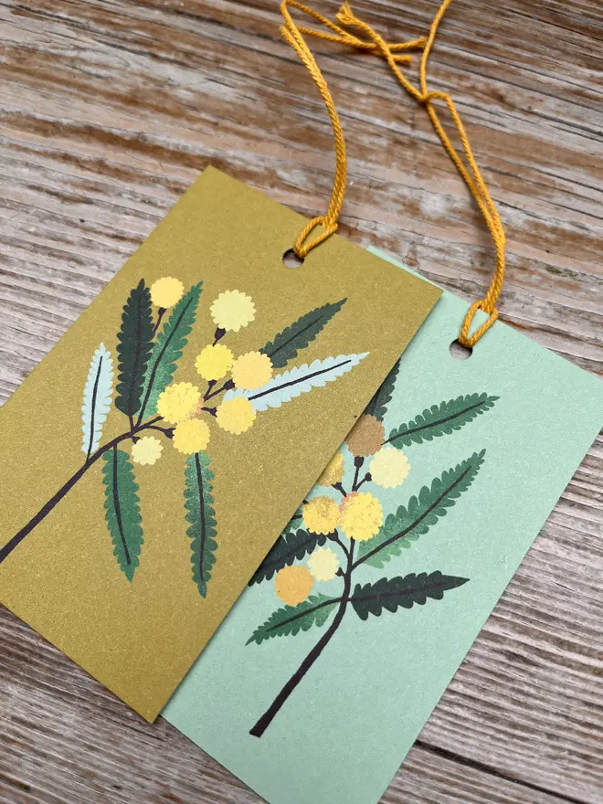 illustrated mimosa gift tags