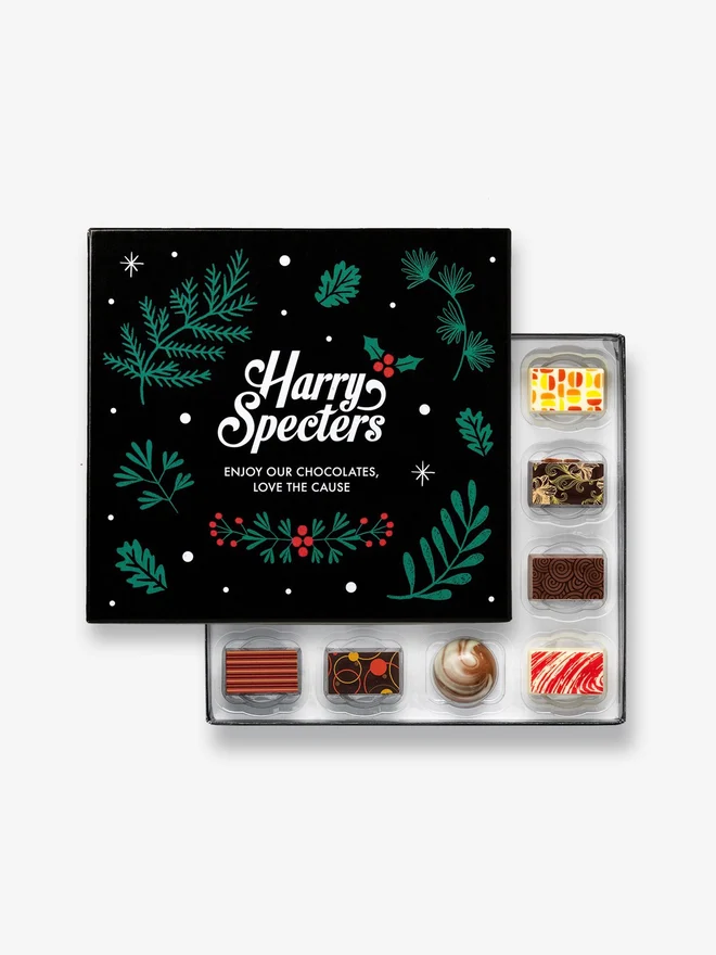 A box of 16 Christmas themed artisan chocolates by Harry Specters