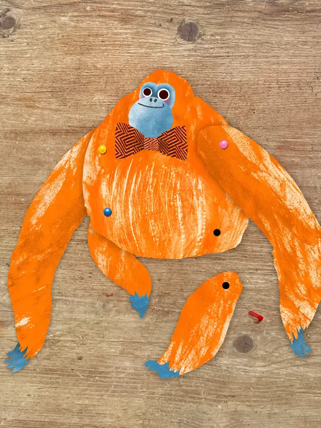 orangutan split pin puppet card