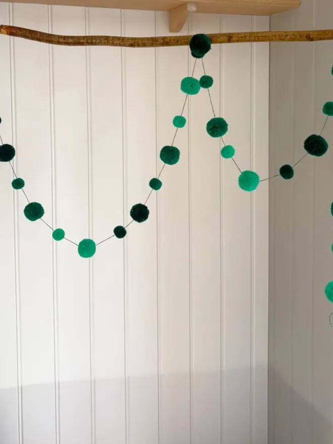 pom pom garland greens 