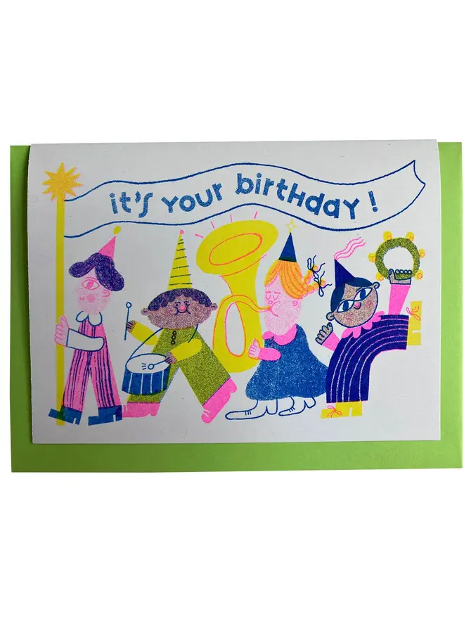 'It's Your Birthday' A6 Riso Birthday Parade Card