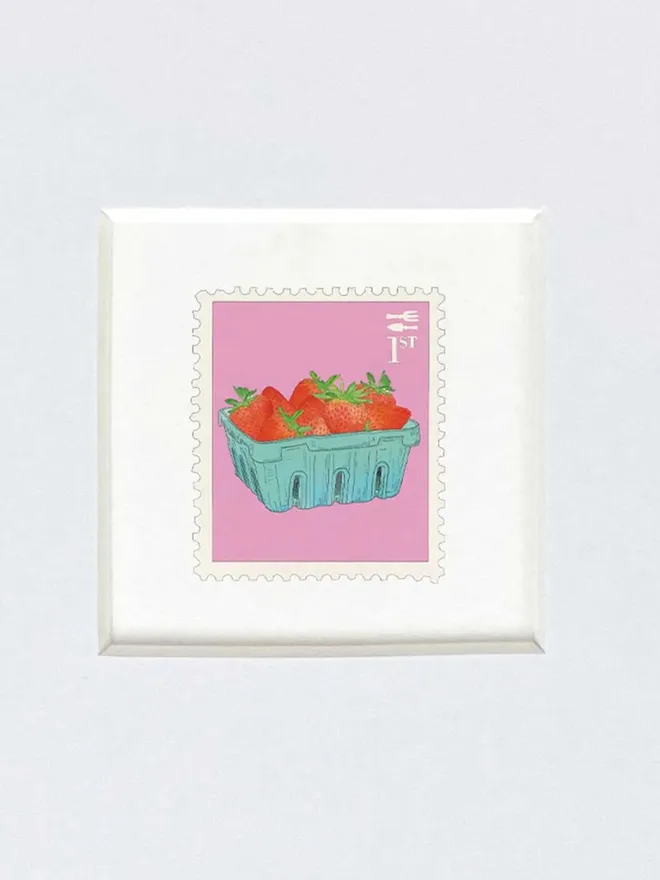 Strawberries Punnet Stamp Tiny Print