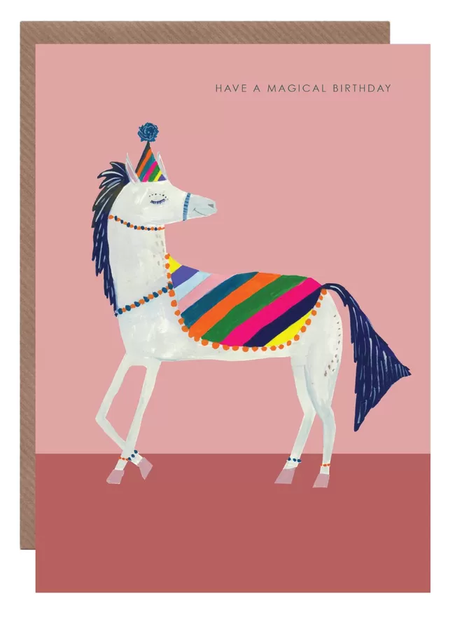 Magical Rainbow Horse Birthday Card