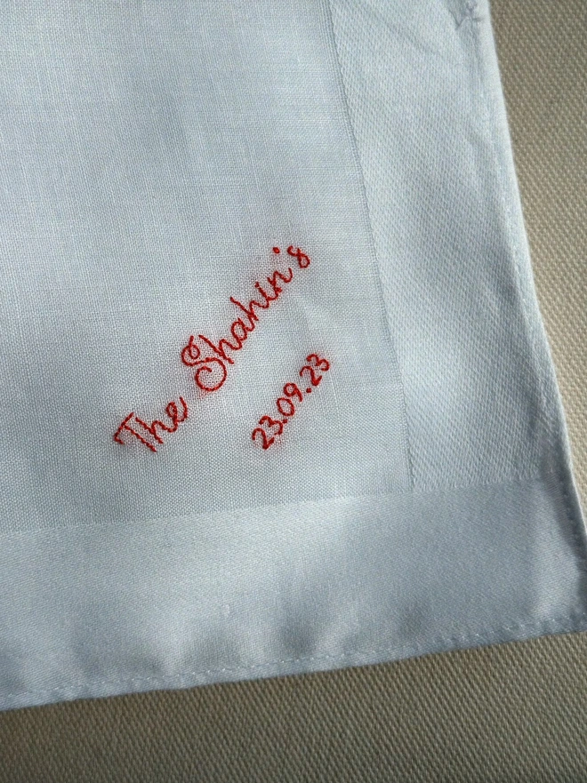 Custom Embroidered Wedding Handkerchief