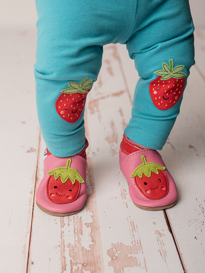 pink strawberry baby shoes