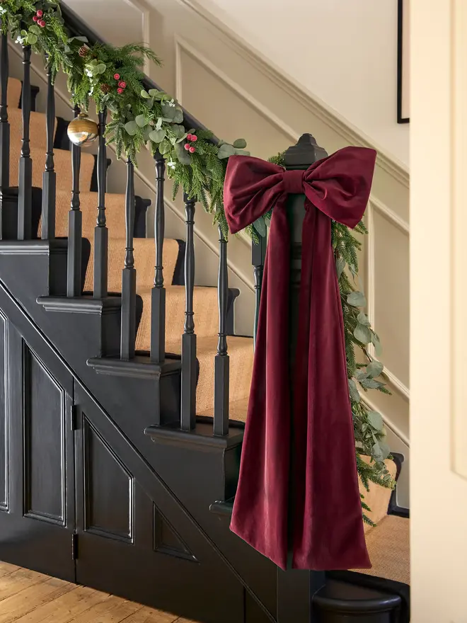 burgundy velvet bow decoration