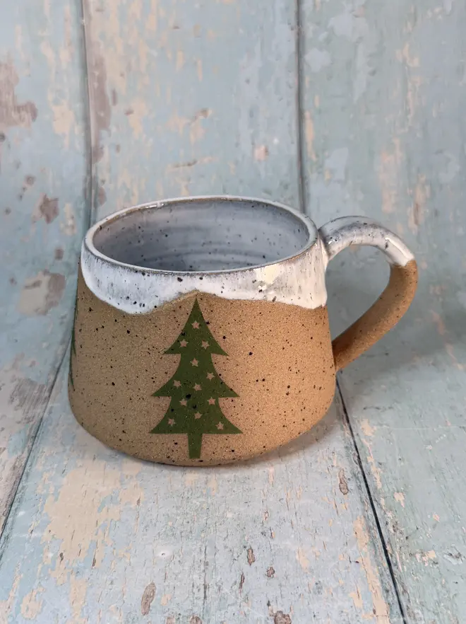White and Green Christmas Tree Mug