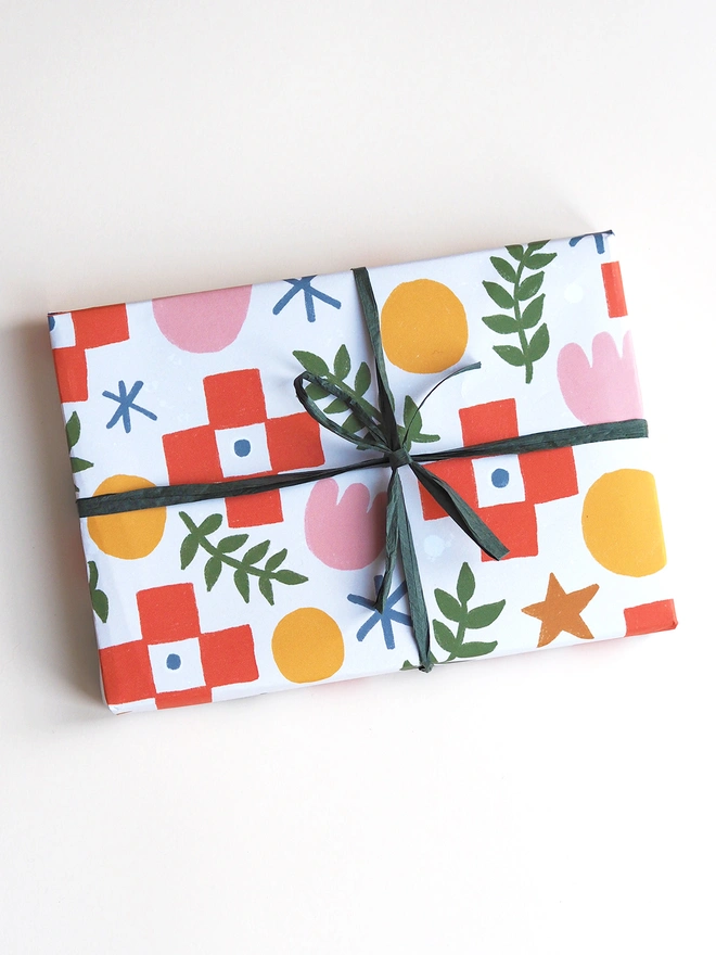 folk eco wrapping paper sheets