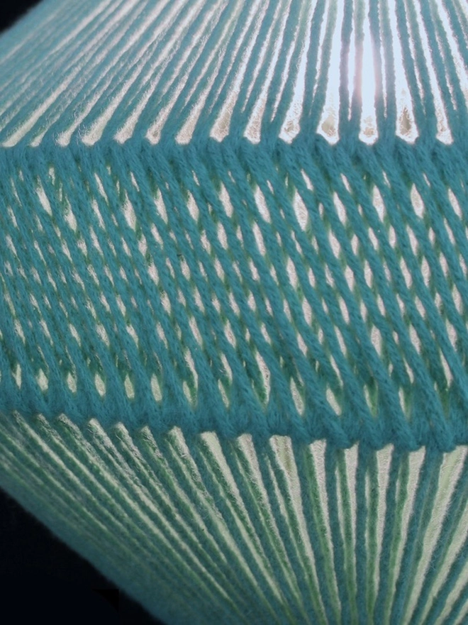 Large Capsule Cross Weave Pendant Lampshade Aqua