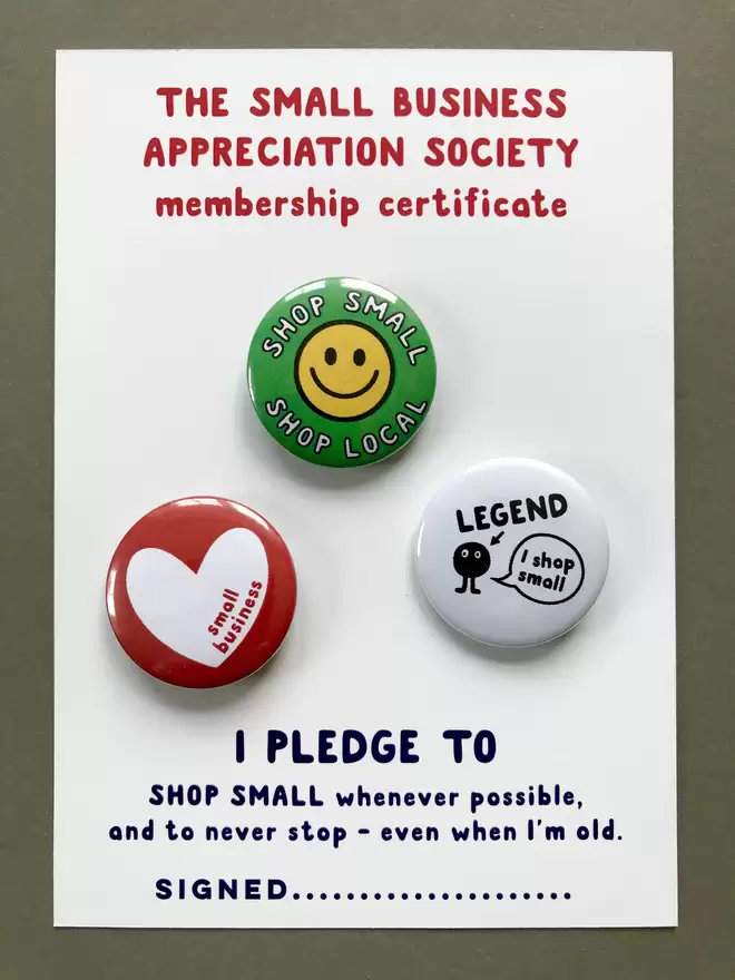 Small Business Badge Appreciation Society Pledge Legend Shop Small Mims & Family