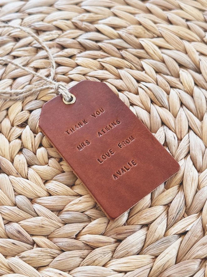 Leather label gift for teacher