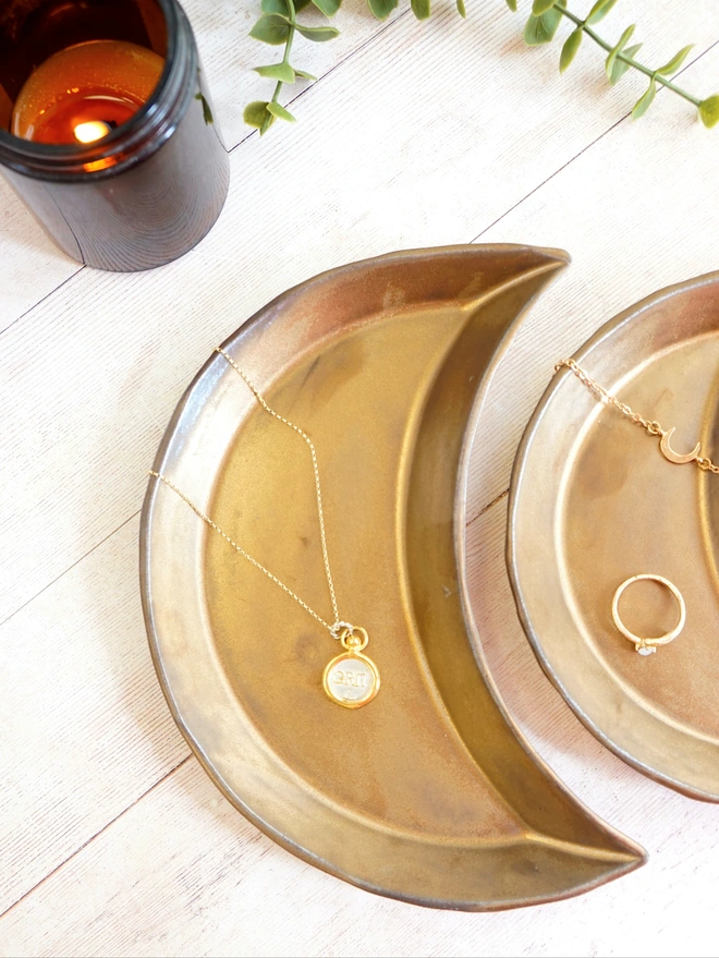CERAMIC MOON DISHES, CERAMIC JEWELLERY DISH, MOON DISH, MOON TRINKET DISH, CERAMIC TRINKET DISH, CERAMIc JEWELLERY DISH, jENNY Hopps Pottery
