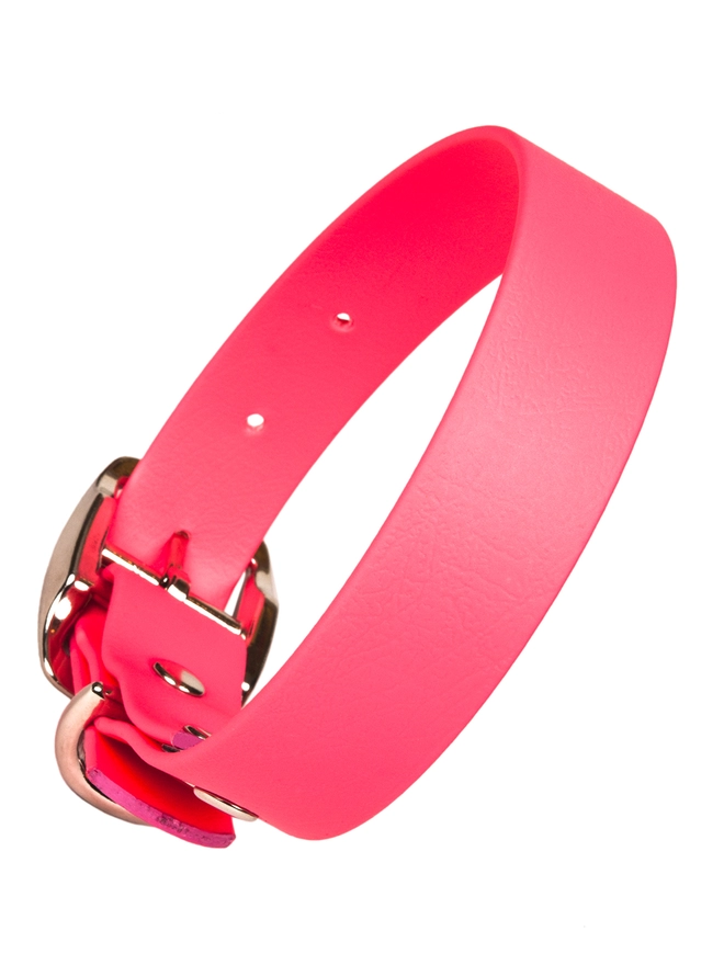 Neon Pink Biothane Vegan Leather Dog Collar