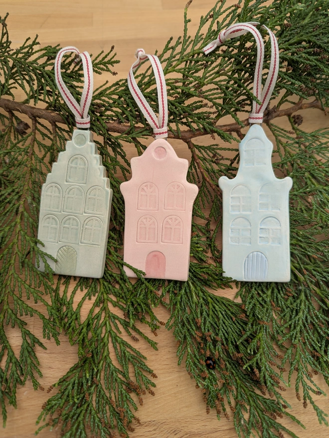 Scandi Christmas decorations by Sea Bramble Ceramics 