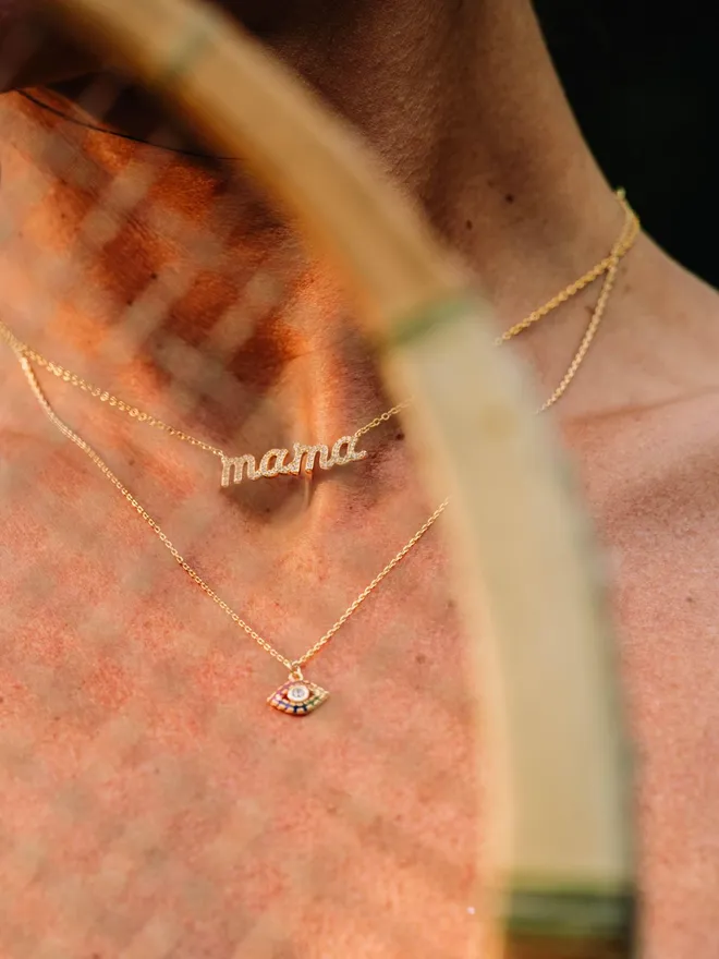 'Mama' Told Me Gold Script Necklace