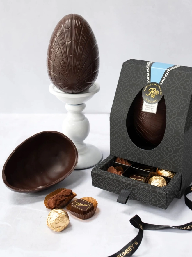 Rumseys luxury dark egg with chocolates