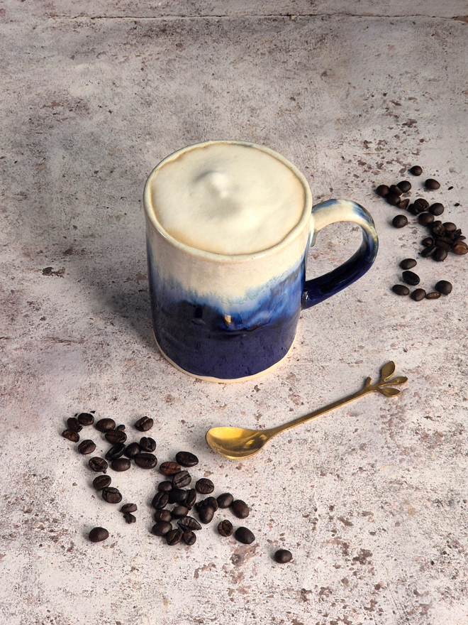 ceramic coffee mug, ceramic mug, lulworth cove mug, blue coffee mug, ceramic tea mug, ceramic mug gift, Jenny Hopps POttery