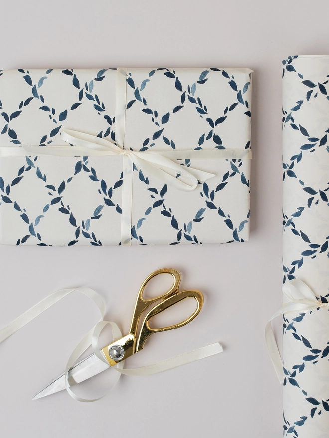 Blue Diamond Botanical Luxury Gift Wrap (2 Sheets)