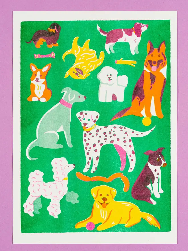Dog Risograph Print