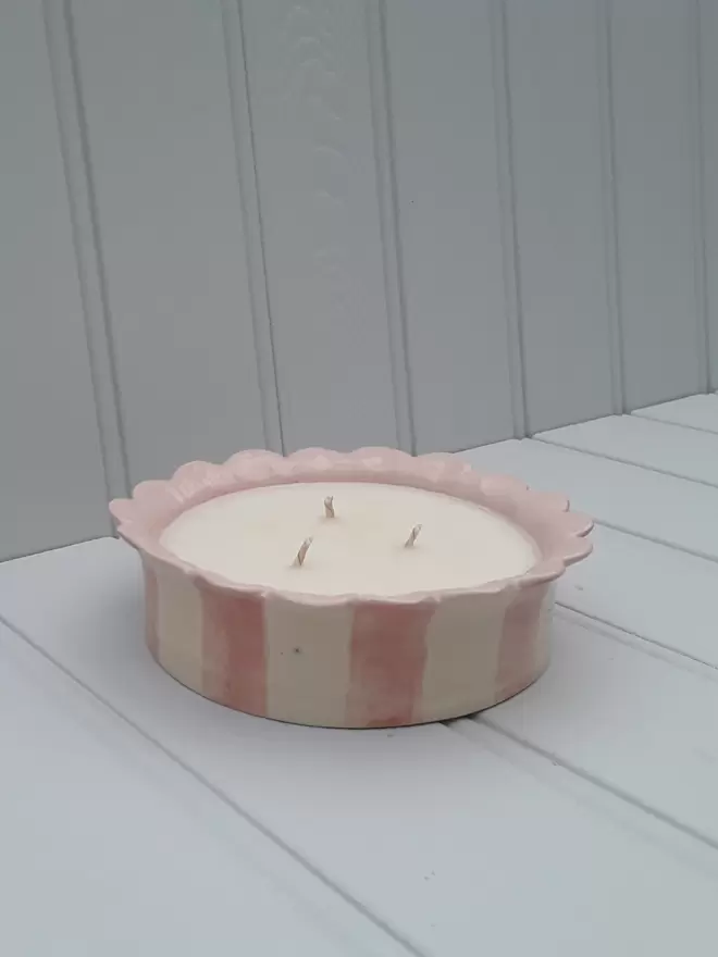 Three wick ceramic candle