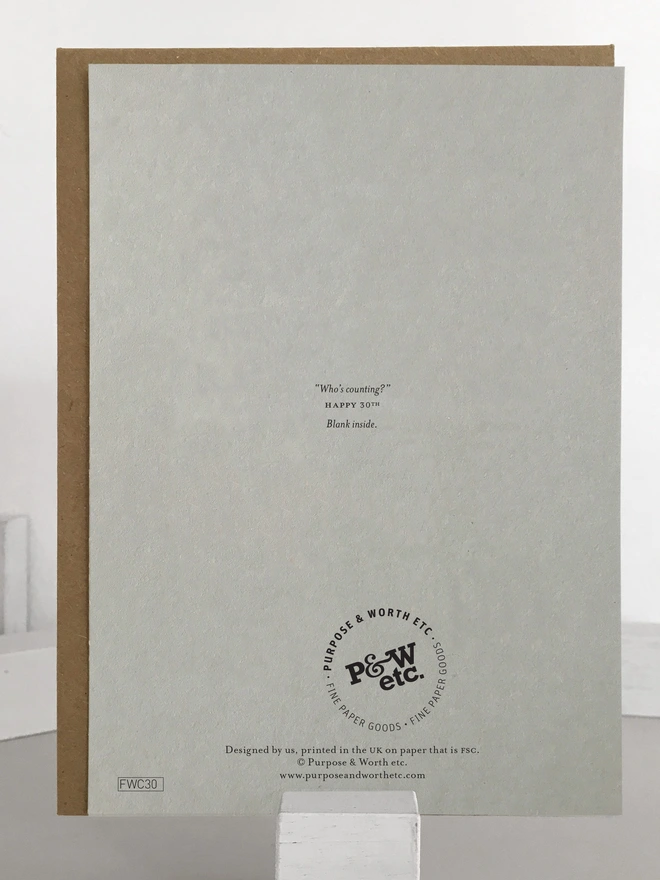 30th Birthday Foil Candle Tally Card Back