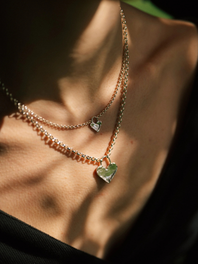 Sterling silver heart shaped pendant necklace